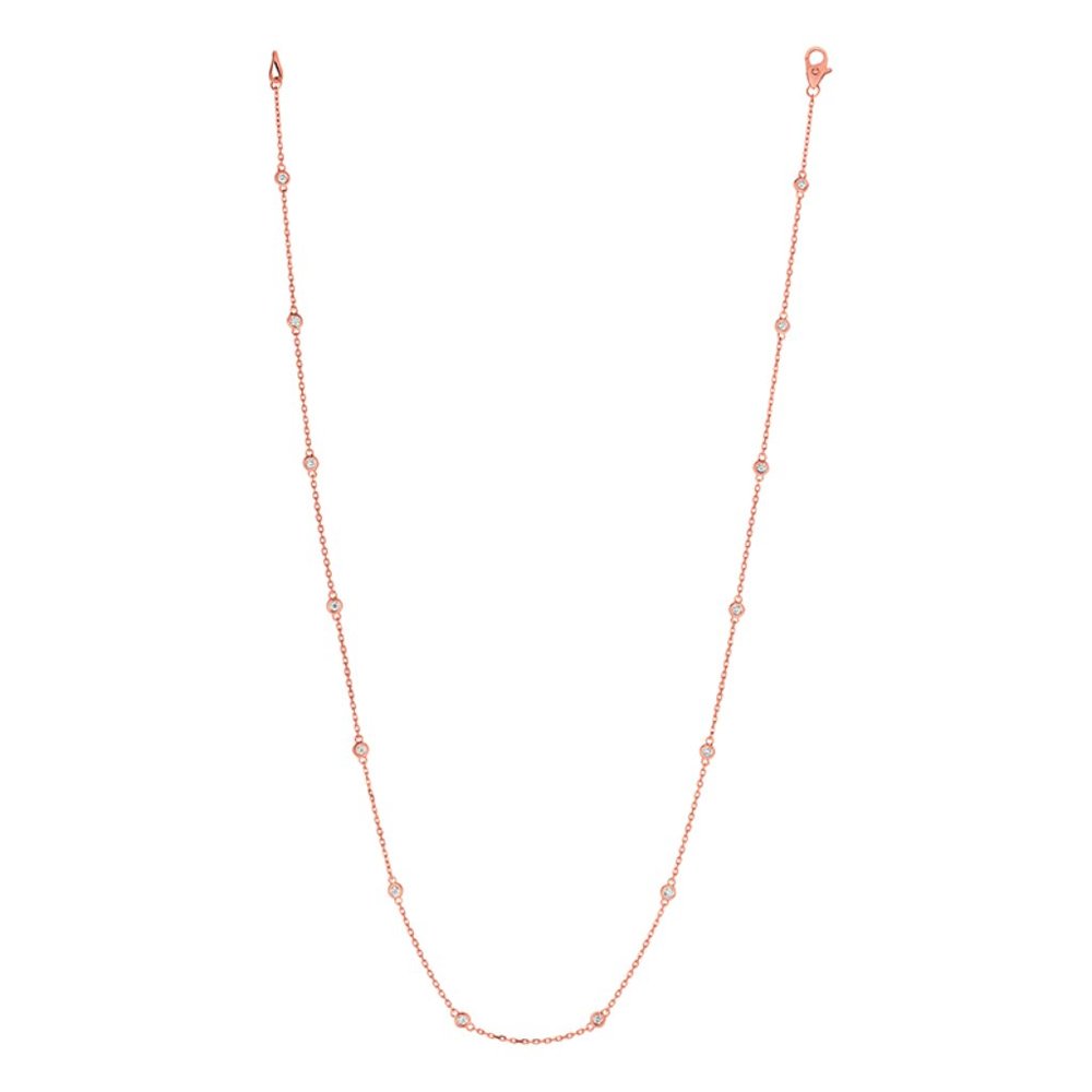 0.33 Carat Diamond by the Yard Necklace G SI 14K Rose Gold 14 stones 18 inches